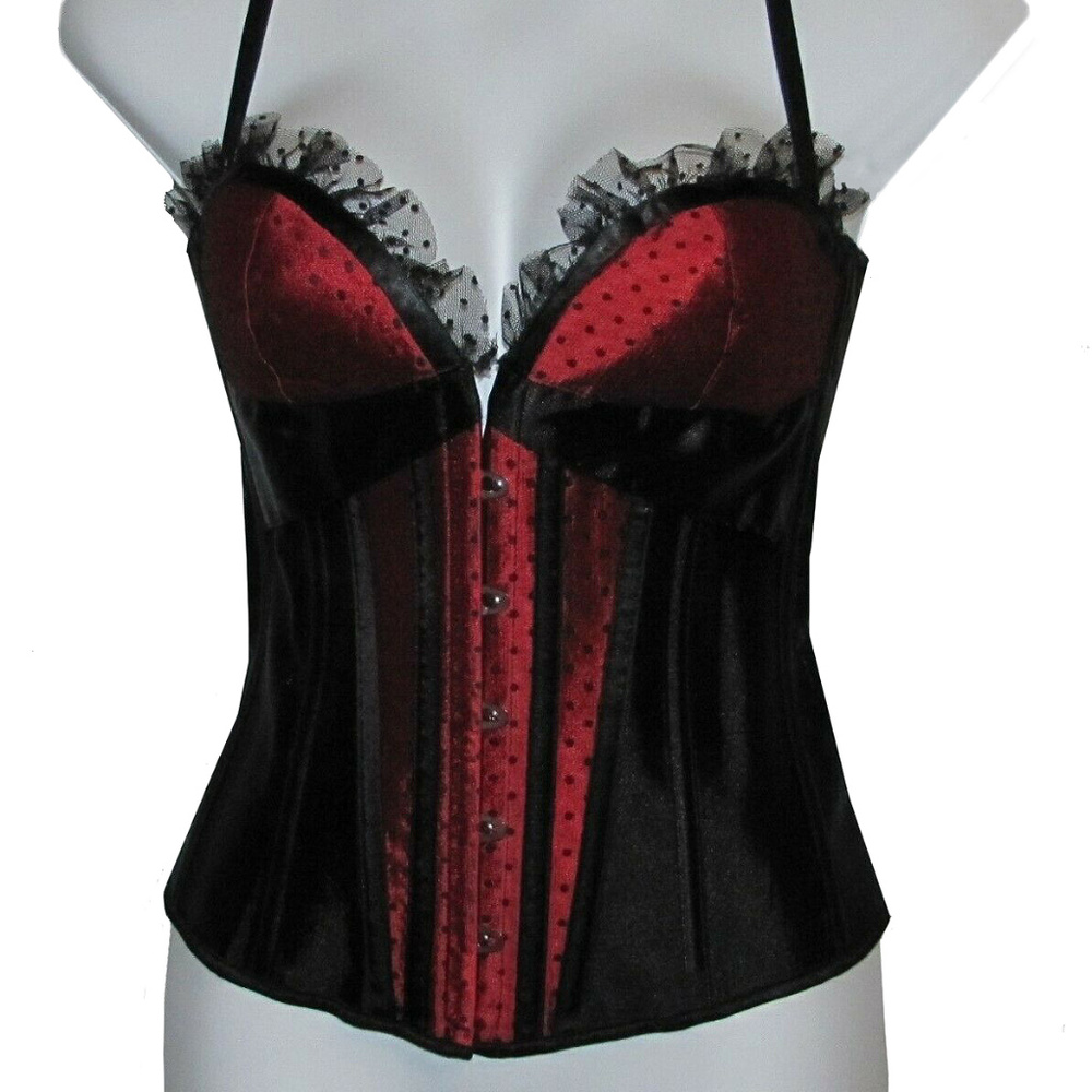 CLASSIC RED & BLACK SATIN  CORSET/BUSTIER